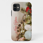 Bruine pinecone-white bauble Kerstmis, IPhone-draa Case-Mate iPhone Case (Achterkant)