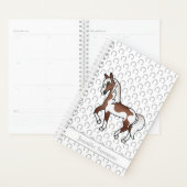 Bruine Pinto Cartoon Dravend Paard & Aangepaste Te Planner (Display)