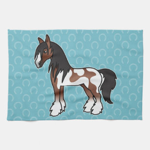 Bruine Pinto Cartoon Gypsy Vanner Shire Clydesdale Theedoek