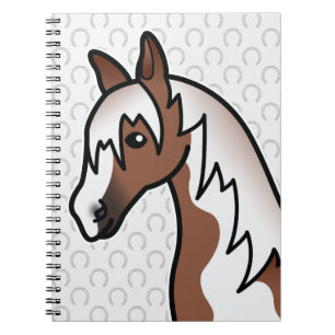 Bruine Pinto Cartoon Paardenhoofd Notitieboek