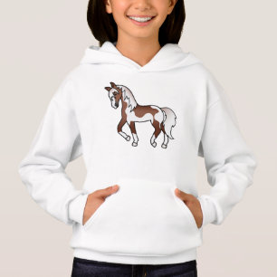 Bruine Pinto Dravend Paard Cartoon Illustratie