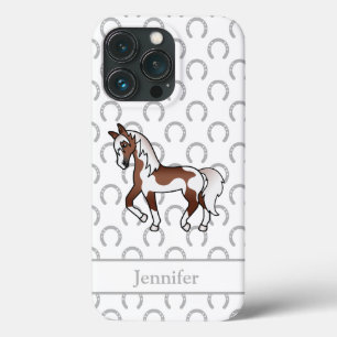 Bruine Pinto Dravend Paard Cartoon Illustratie Case-Mate iPhone Case
