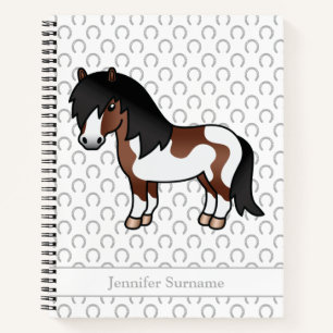 Bruine Pinto Shetland Pony Cartoon Pony & Tekst Notitieboek