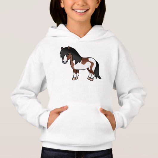 Bruine Pinto Shetlandpony Cartoon Illustratie (Voorkant)