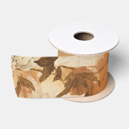Bruine pioenen Decoupage Collage Satijnen Lint