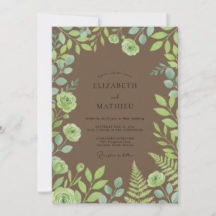 Bruine Pistache Loof Eucalyptus Bruiloft Kaart