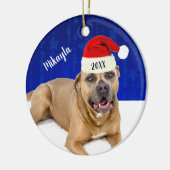 Bruine pit Bull met Kerstmis met kerstmis Keramisch Ornament (Links)