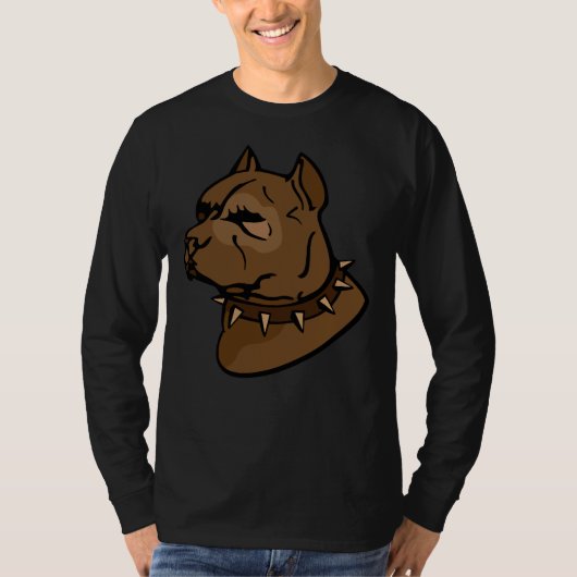 Bruine Pitbull hond met kraag T-shirt (Voorkant)
