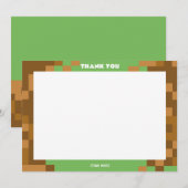 Bruine Pixelated Gamer Feest Dankjewkaart Bedankkaart (Voorkant / Achterkant)