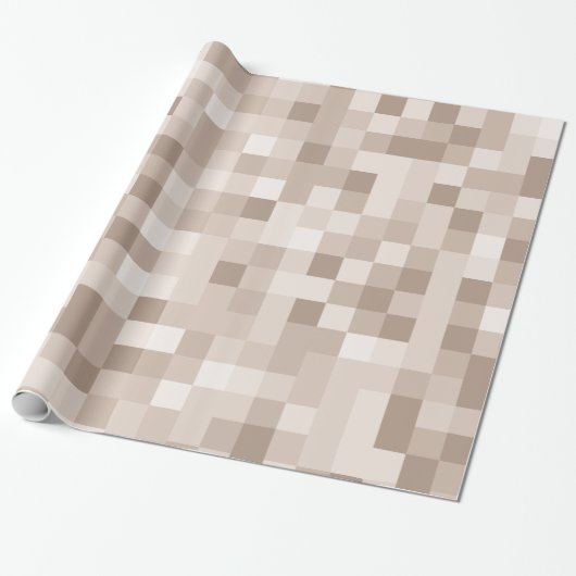 Bruine pixels cadeaupapier (Uitgerold)