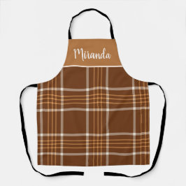 Bruine Plaid tartan geruite patroon  aangepaste na Schort