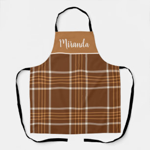 Bruine Plaid tartan geruite patroon  aangepaste na Schort