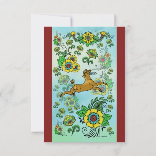 Bruine Poedel Het vangen van een Frisbee Note Kaar Bedankkaart (Voorkant)