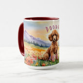 Bruine poedel Mok,  Boerderij zonsopgang Mok (Voorkant links)