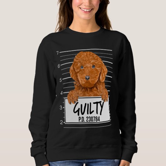 Bruine Poedel Mugshot Schuldig Hond Trui (Voorkant)
