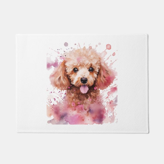 Bruine Poedel Puppy, Baby Dog, Kleur Splashes, Wat Deurmat (Voorkant)