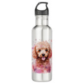 Bruine Poedel Puppy, Baby Dog, Kleur Splashes, Wat Waterfles (Voorkant)