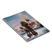 Bruine Poedel Winter in Parijs Schilderen Art Spir Notitieboek (Rechterzijde)