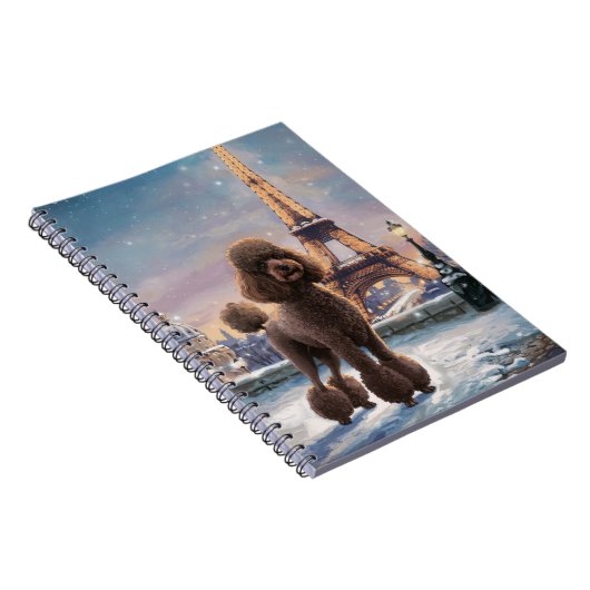 Bruine Poedel Winter in Parijs Schilderen Art Spir Notitieboek (Rechterzijde)