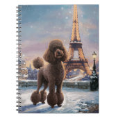 Bruine Poedel Winter in Parijs Schilderen Art Spir Notitieboek (Voorkant)
