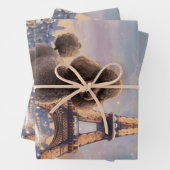 Bruine Poedel Winter in Parijs Schilderij Decoupag Inpakpapier Vel (In situ)