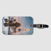 Bruine Poedel Winter in Parijs Schilderkunst Bagagelabel (Voorkant (horizontaal))