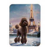 Bruine Poedel Winter in Parijs Schilderkunst Flexi Magneet (Verticaal)