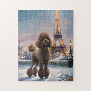 Bruine Poedel Winter in Parijs Schilderkunst Legpuzzel