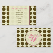 Bruine pokadop / roze monogram Visitekaartje (Voorkant / Achterkant)