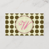 Bruine pokadop / roze monogram Visitekaartje (Achterkant)