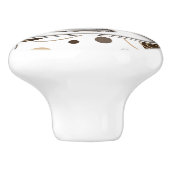 Bruine pokadots en grillen koffiepatroon keramische knop (Zijkant)