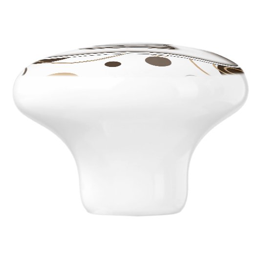 Bruine pokadots en grillen koffiepatroon keramische knop (Zijkant)