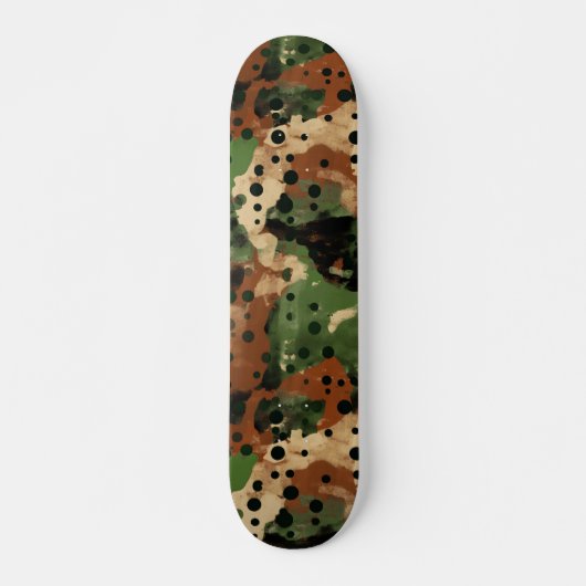 Bruine Polcamo Polka Dot en Camouflage Hybride Persoonlijk Skateboard (Voorkant)