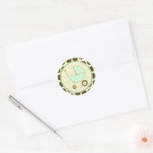 Bruine Polka Dot en Groene Baby Carriage Sticker (Envelop)