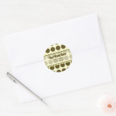 Bruine Polka Dot met Gele Adresetiketten Ronde Sticker (Envelop)
