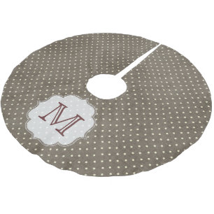 Bruine Polka Dot Monogram Initialen boomrok Kerstboom Rok