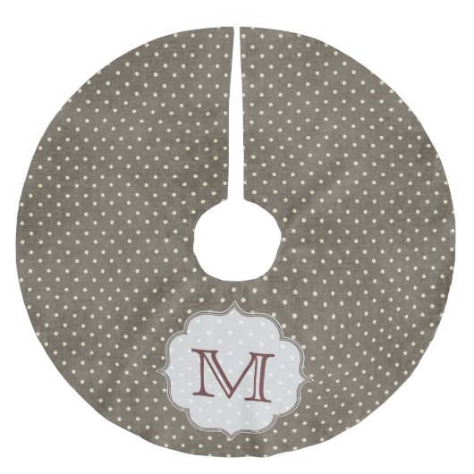 Bruine Polka Dot Monogram Initialen boomrok Kerstboom Rok (Voorkant)