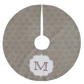 Bruine Polka Dot Polkad Monogram Initialen boomrok Kerstboom Rok (Voorkant)