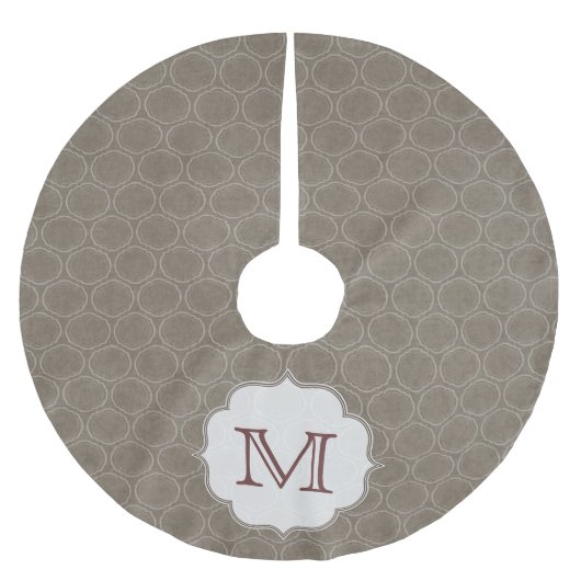 Bruine Polka Dot Polkad Monogram Initialen boomrok Kerstboom Rok (Voorkant)