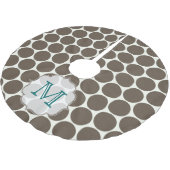 Bruine Polka Dot Print Monogram Initiaal boomrok Kerstboom Rok (Gekanteld)