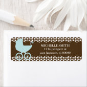 Bruine Polka Dots & Carriage Retouradres Labels (Insitu)