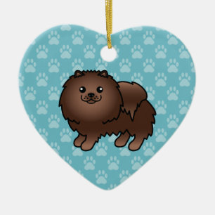 Bruine Pomeranian Hond Cartoon Illustratie Keramisch Ornament