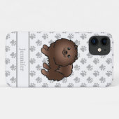 Bruine Pomeranian Lieve Cartoon Hond & Naam Case-Mate iPhone Case (Achterkant (horizontaal))