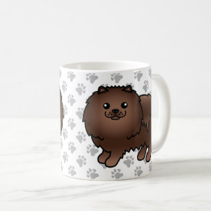Bruine Pomeranian Lieve Cartoon Hond & Pootjes Koffiemok