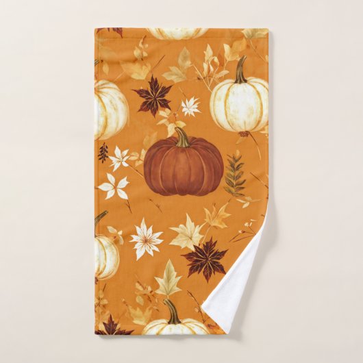 Bruine pompoen Bloemen Herfst en Herfst Patroon Bad Handdoek (Handdoek)