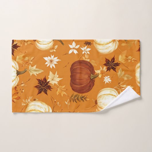 Bruine pompoen Bloemen Herfst en Herfst Patroon Bad Handdoek (Handdoek)