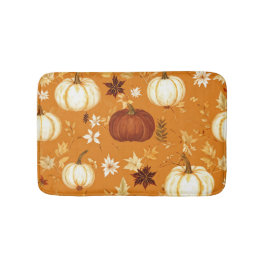 Bruine pompoen Bloemen Herfst en Herfst Patroon Badmat