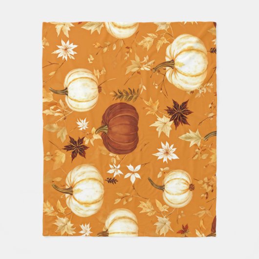 Bruine pompoen Bloemen Herfst en Herfst Patroon Fleece Deken (Voorkant)