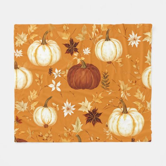 Bruine pompoen Bloemen Herfst en Herfst Patroon Fleece Deken (Voorkant (Horizontaal))