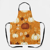 Bruine pompoen Bloemen Herfst en Herfst Patroon Schort (Voorkant)
